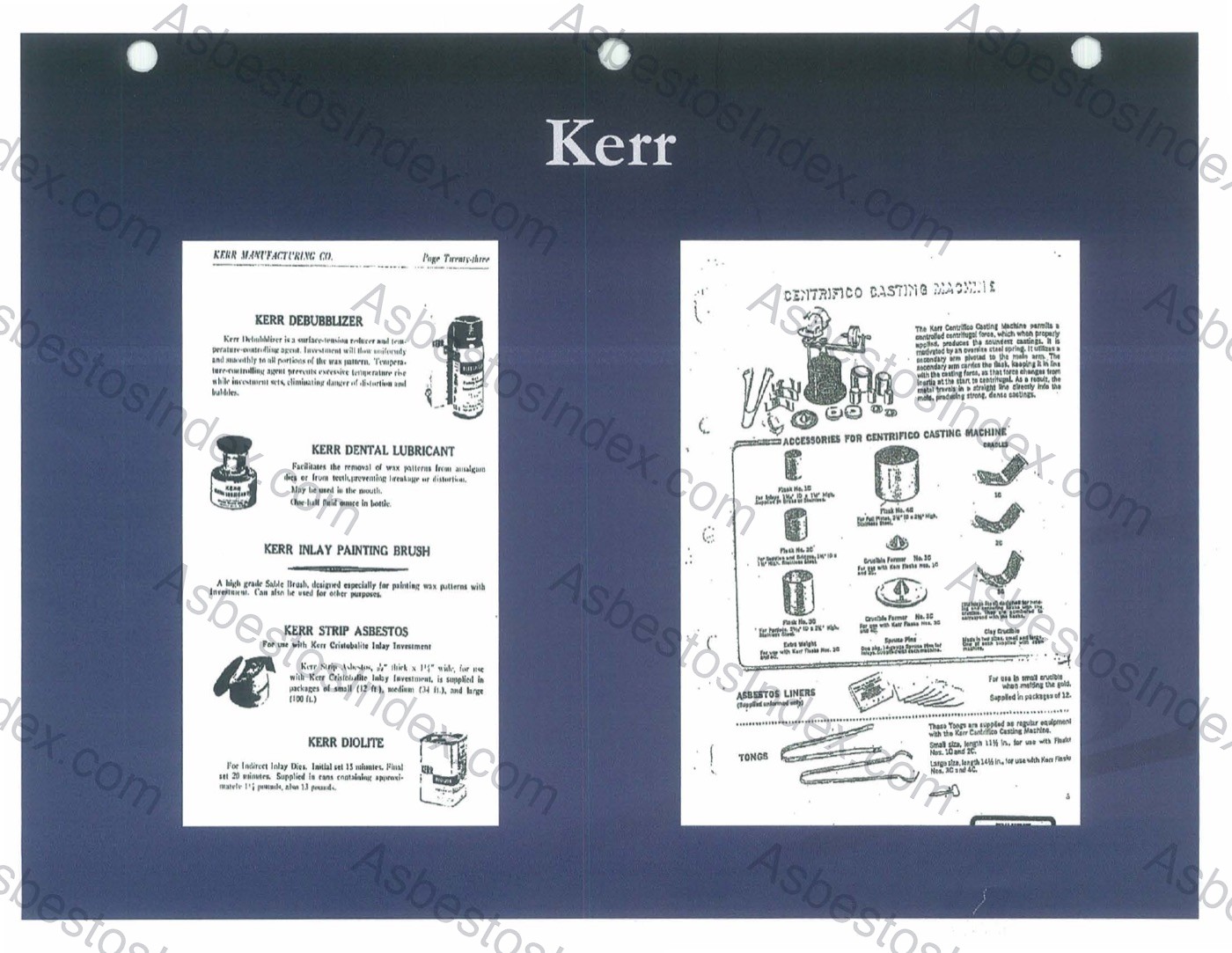 Dental and jewelry asbestos products