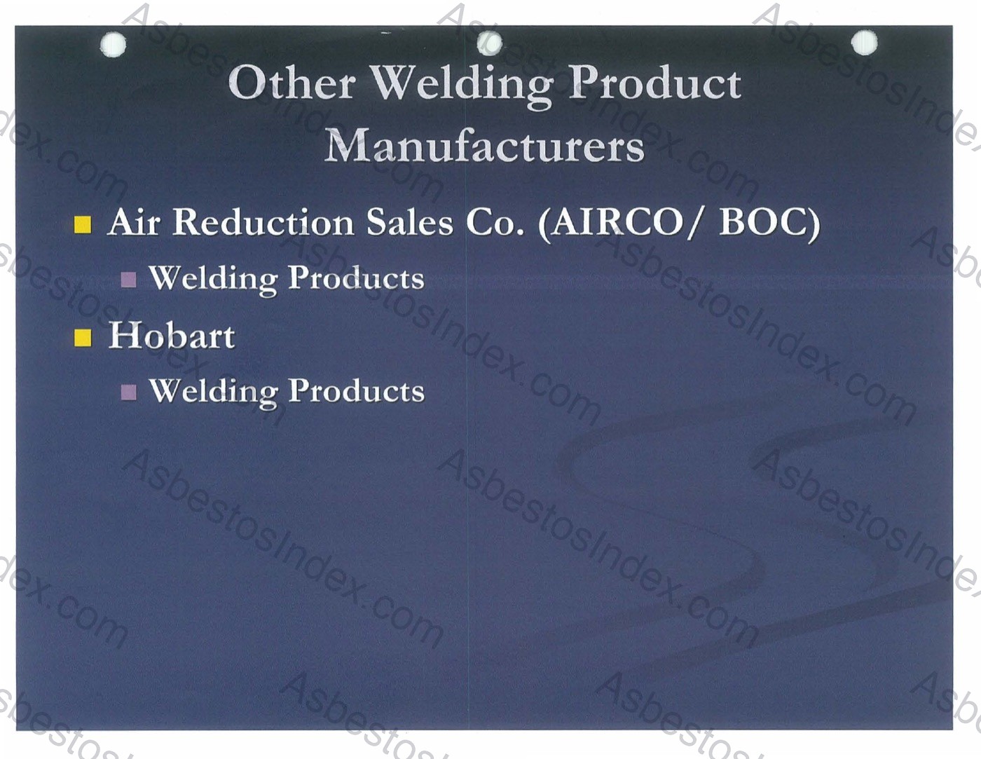 Welding products with asbestos